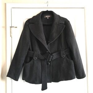 Kenneth Cole Cropped Gray Jersey Belted Jacket